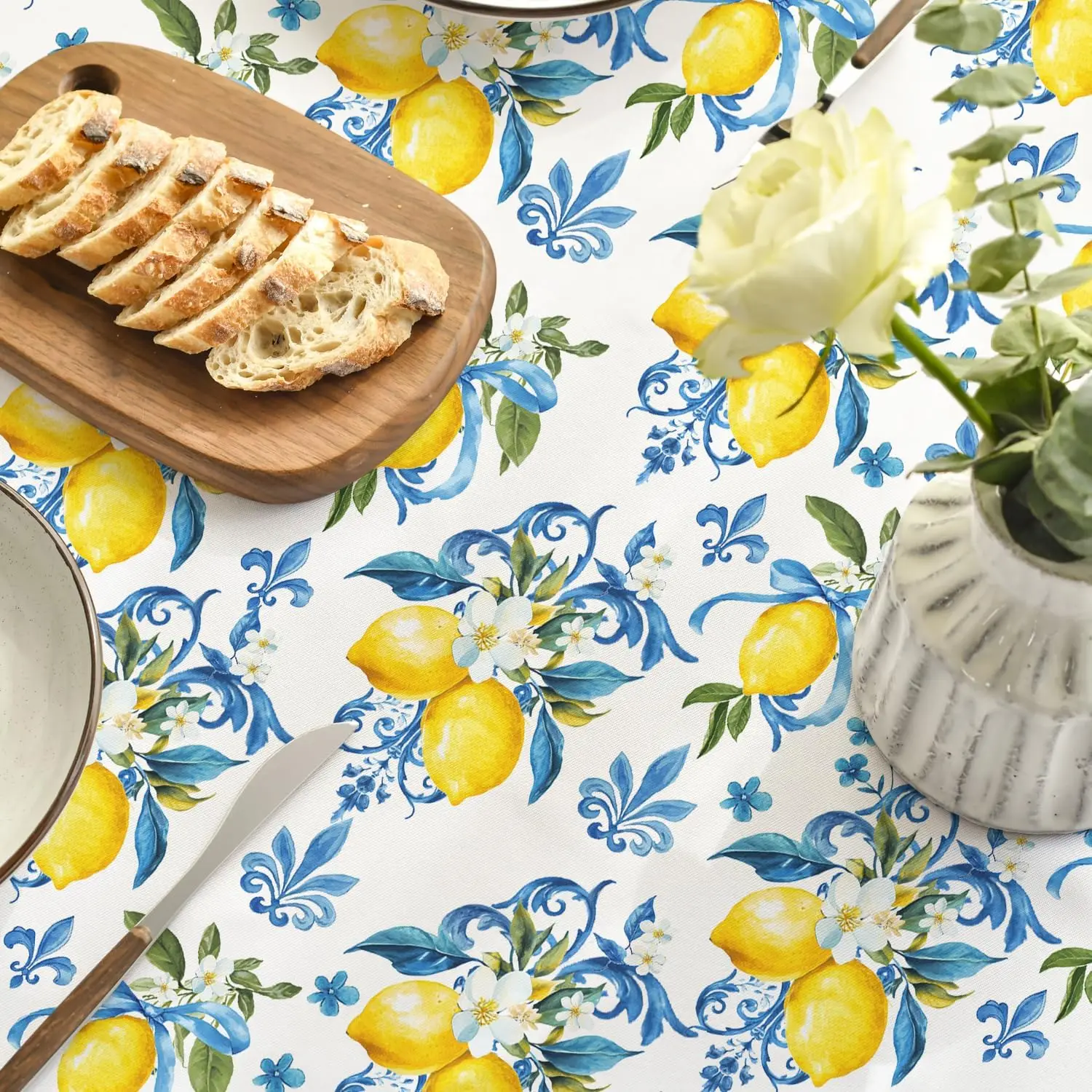 Classical Iris Pattern Lemon Rectangle Waterproof Tablecloth Party Decor Washable Kitchen Dining Tablecloth Wedding Decorations 5