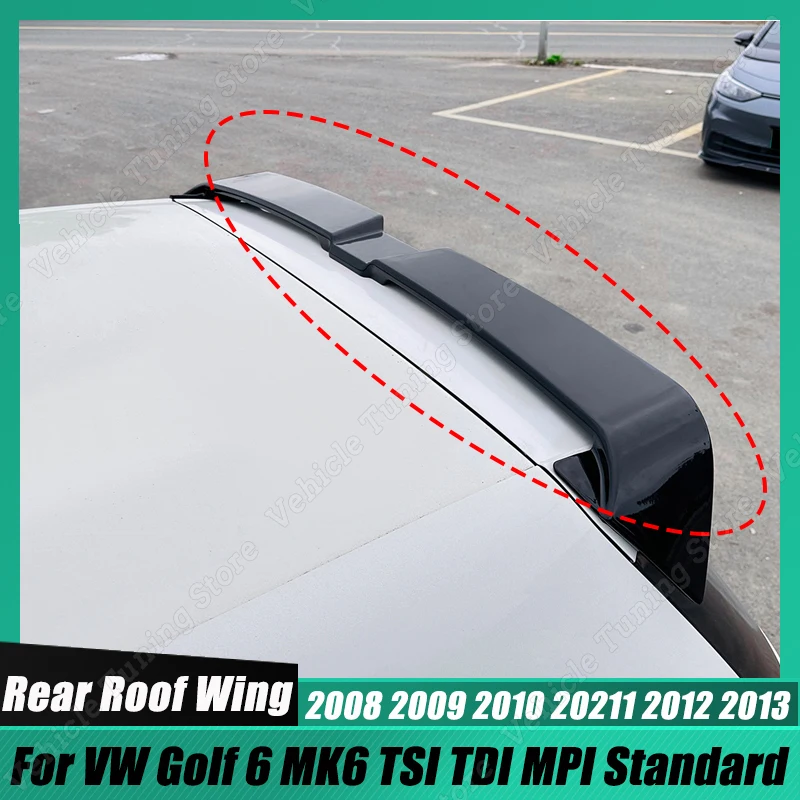 글로스 블랙 자동차 리어 루프 스포일러 윈도우 트렁크 윙 오팅거 스타일, VW 골프 6 MK6 TSI TDI MPI 표준 해치백 2008-2013