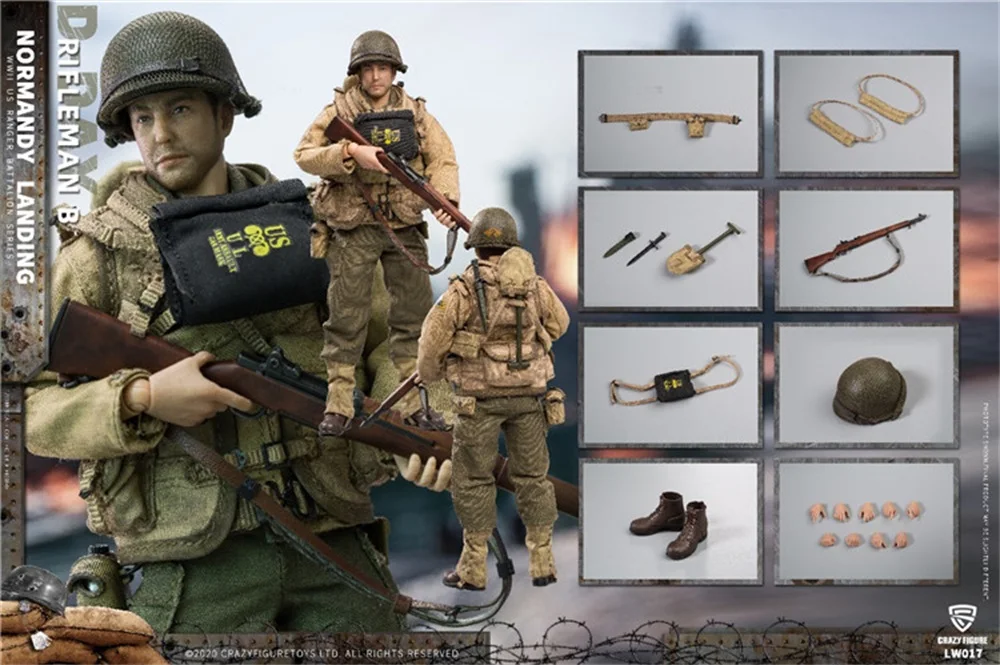 

Crazy Figure 1/12 LW017 WWII U.S. Rangers On D-Day Rifleman B Full Set Moveable Action Figure For Fans Collect In Stock