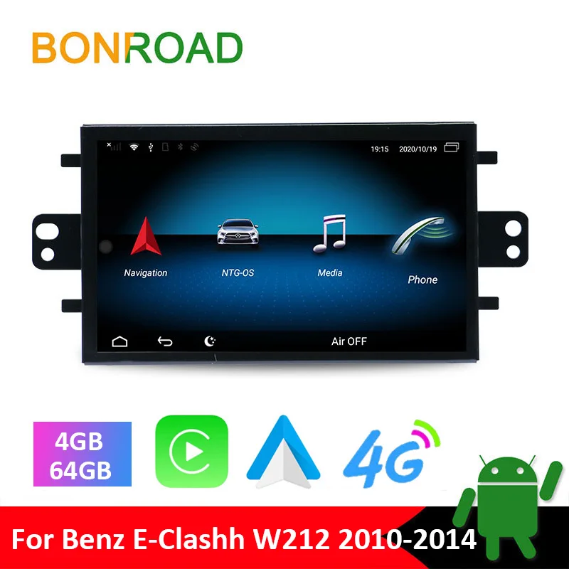 

Bonroad Android W212 радио NTG4 4G Wi-Fi CarPlay для Mercedes Benz E Class E300 E200 E230 E260 оригинальный стиль экрана дисплея