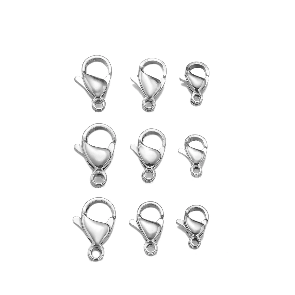 20/100pcs 9 10 11 12 13 mm Stainless Steel Lobster Clasp Hook for DIY Necklace Bracelet Chain Jewelry Making Findings Accessory 5