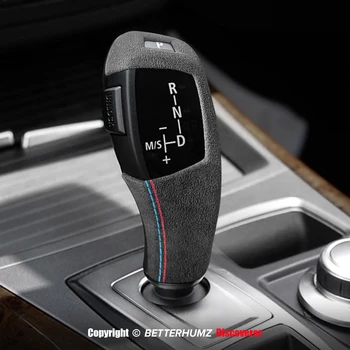 Pomello del cambio avvolgente per BMW Serie 5 E60 X5 E70 X6 E71 realizzato in Alcantara Center Console Cover Trim Accessori interni auto