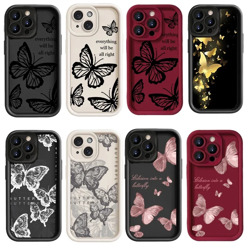 Elegant Black & White Butterfly Silicone Case Cover