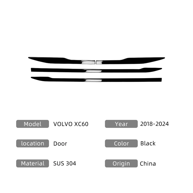 Fit For to VOLVO XC60 under the door.Convert silver to black.DIY upgrade vehicle.Installed on under the door.