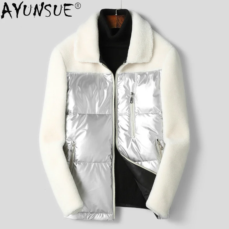 

Winter Men Jacket White Clothes 2024 Men's Down Jackets 100% Wool Fur Coat Cashmere Shiny Clothing Ropa Hombre LXR420