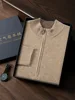 Men's 100% Cashmere Sweater Zipper Pullover Mock Neck Long Sleeve Air Layer Thickened Cashmere Knitwear Autumn Winter Clothing 3