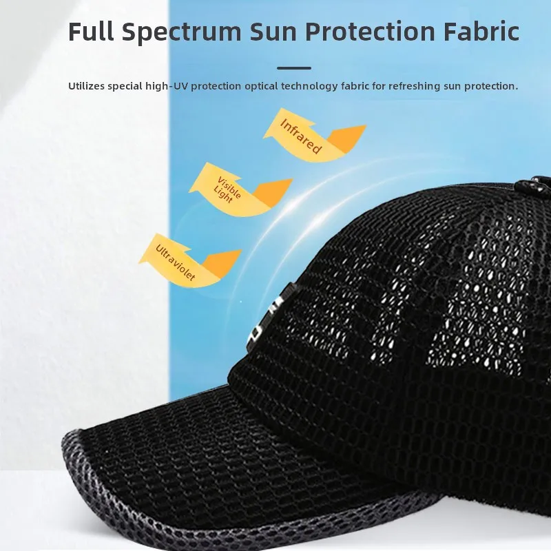 Summer Baseball Cap UV Protection Sun Visors Hat Breathable Mesh Outdoor Hiking Fishing Cap Adjustable Snapback Sun Cap Hat