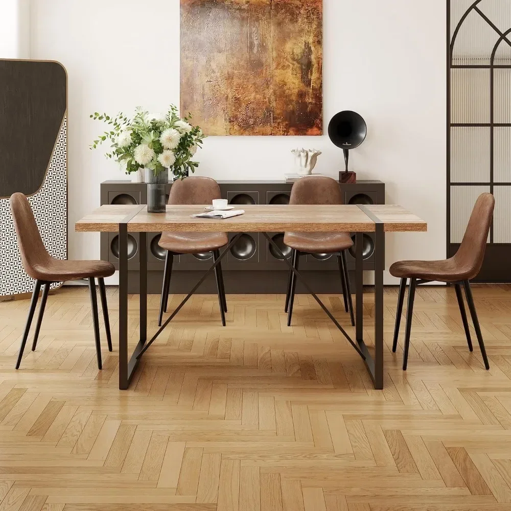 Dining Table Set for 4, 31"D X 55"W X 30"，HIdeal for Kitchen Dining Room,Durable & Sturdy ,Modern 55'' Wood Dining Table 6