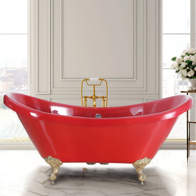 Bathroom Popular Seamless Acrylic Curve Freestanding Bathtub Surging Massage Stone Bath Tub
