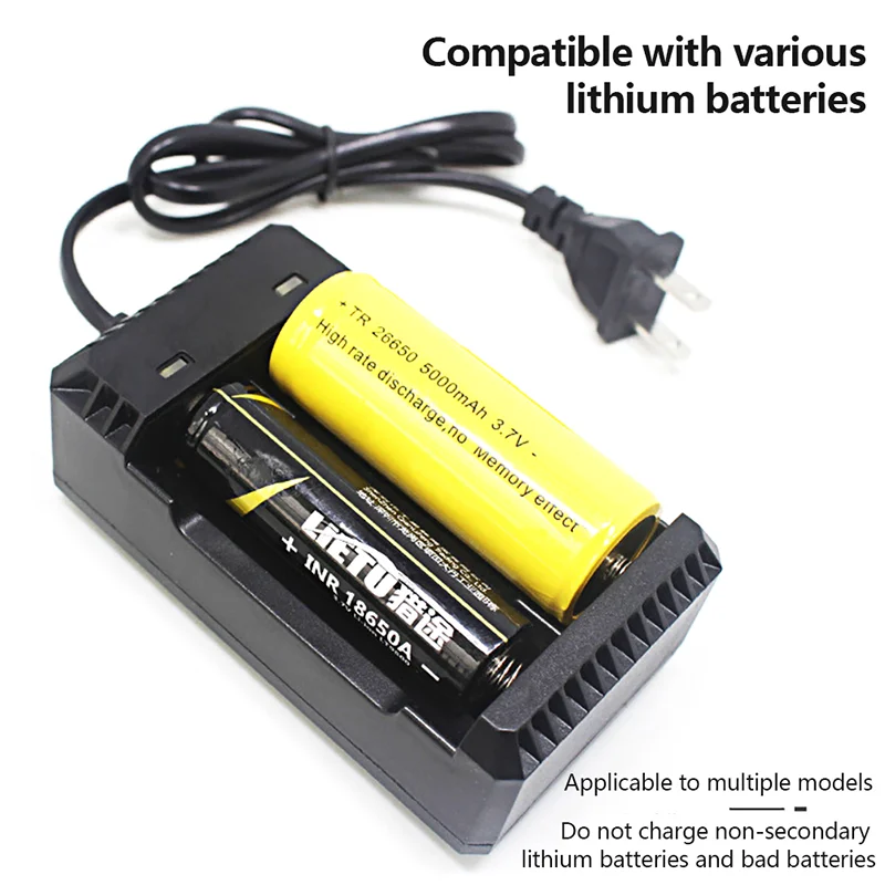 For 18650 26650 Battery Charger 1-4 Slots Dual 18650 Charging 4.2V Rechargeable Lithium Battery USB Charger