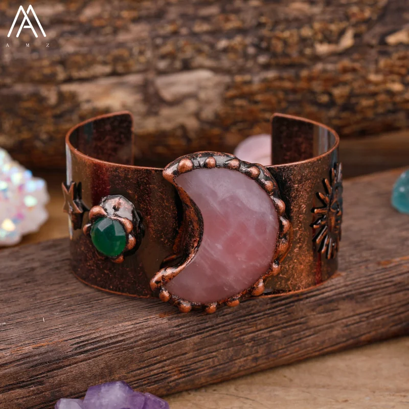Exklusive Frauen Mond Sterne Kristall Manschette Armreif Stein Vintage Armband Femma Mode Bold Party Hochzeit Armbänder Schmuck Geschenk – Detail 7