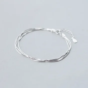 Simple Layer Bracelets for Women Korean Fashion Silver 925 Jewelry Hot Fashion 925 Sterling Silver Bracelet for Women