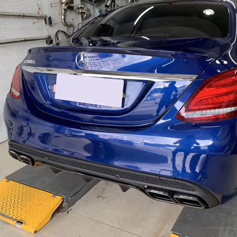 2014  2018 메르세데스 C 클래스 W205 배기관 업그레이드 탄소 섬유 무광택/광택 AMG C63 머플러 팁 노즐