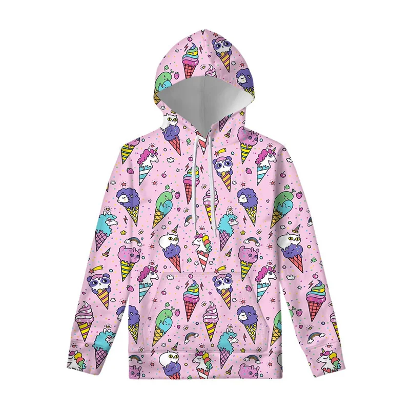 thumbnail image 1 of Sudadera con capucha con estampado 3D de helado de dibujos animados para hombre, jersey de moda, sudadera para mujer, sudaderas con capucha de gran tamaño para primavera y otoño, ropa para hombre, 1 of 5