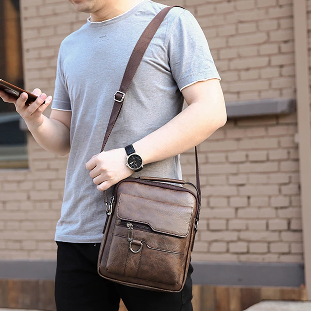 Peaker Vintage Men's Business Shoulder Bag Luxury Design Soft PU Leather  Messenger Bag For Men Elegant Male Crossbody Bag