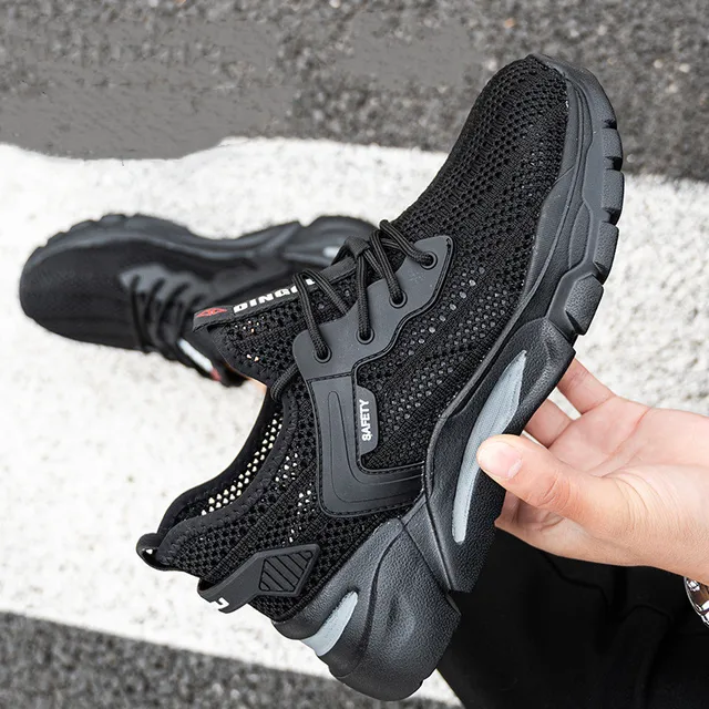 Nyári Munkabiztonsági Cipő Férfiak Könnyű Lélegző Üreges Munka Cipők Elpusztíthatatlan Acél Lábujj Védő Biztonsági Csizmák - Image 6