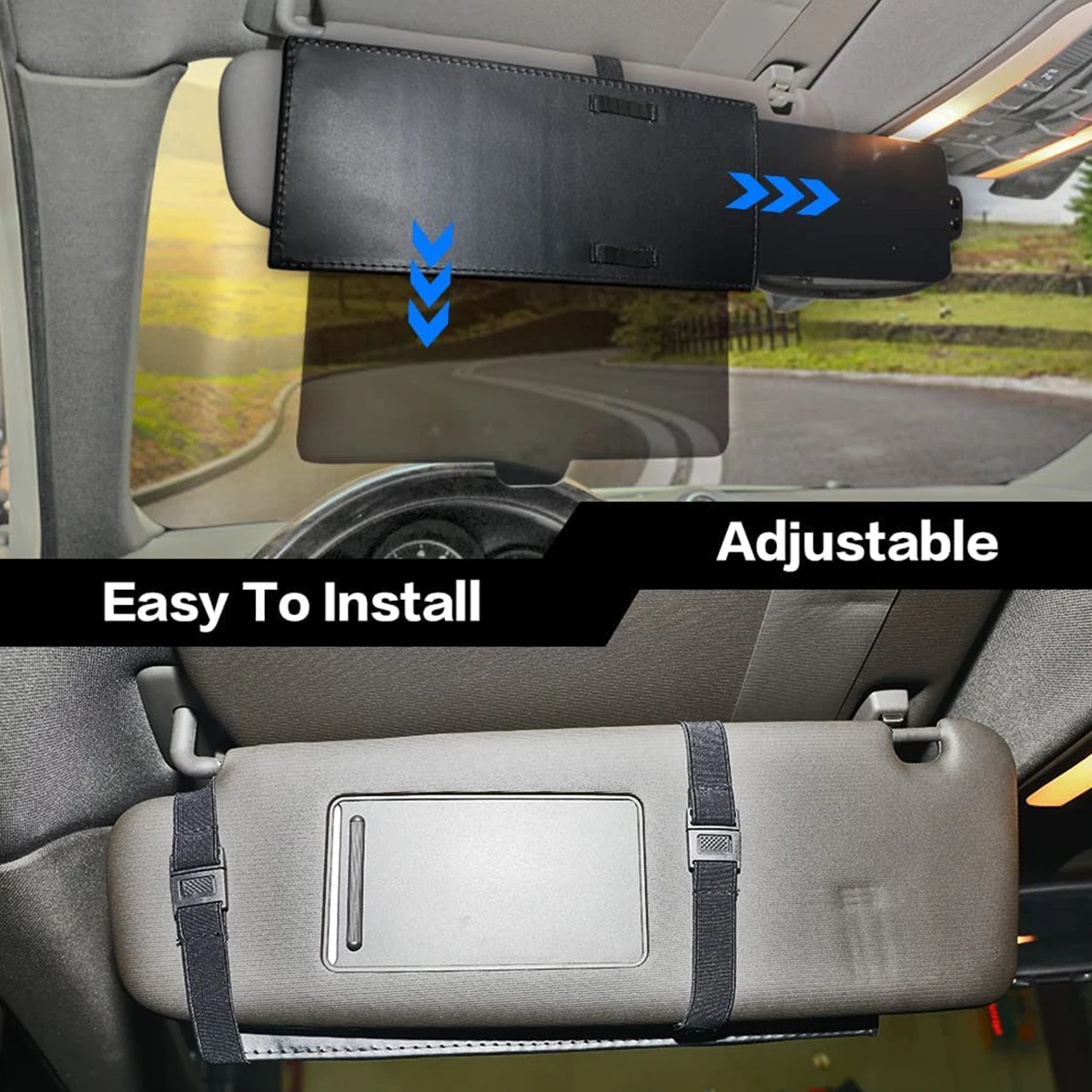 Car Visor Extender Anti-Glare Adjustable Car Sunshade Extender Universal Anti-impact Sun Visor Extension Car Interior Accessory