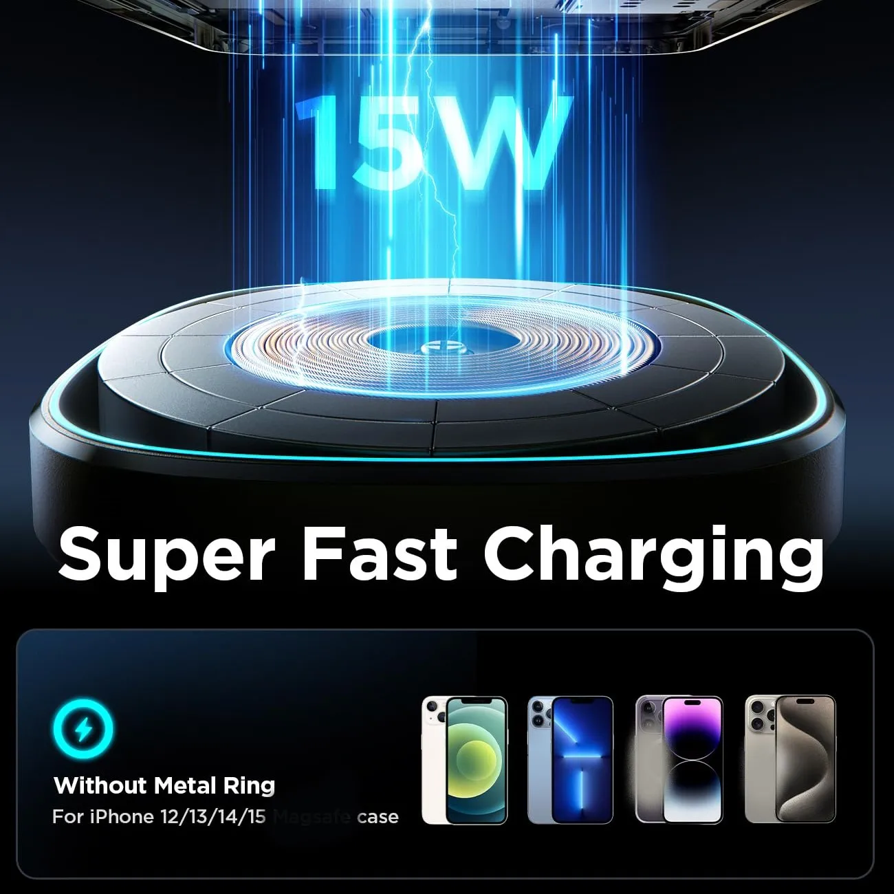 15W Fast Magnetic Wireless Car Charger and Mount