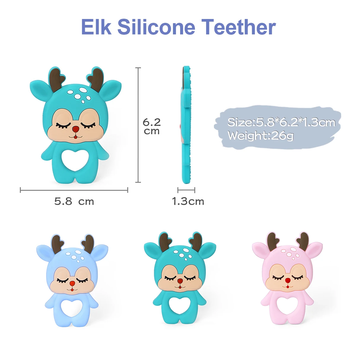 1PC Cartoon Animal Baby Silicone Teether Elephant Owl Giraffe Baby Teething Toy Accessories For Pacifier Chains BPA Free