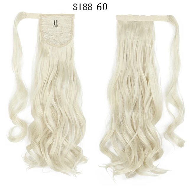 My-Diva Long Straight Heat Resistant Synthetic Ponytail Hair Extension Wrap Around  Fake Hair Clip In Brown Pony Tail curls-60