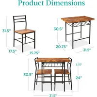 3-Piece Modern Dining Set, Space Saving Dinette for Kitchen, Dining Room, Small Space w/Steel Frame, Built-in Storage 2