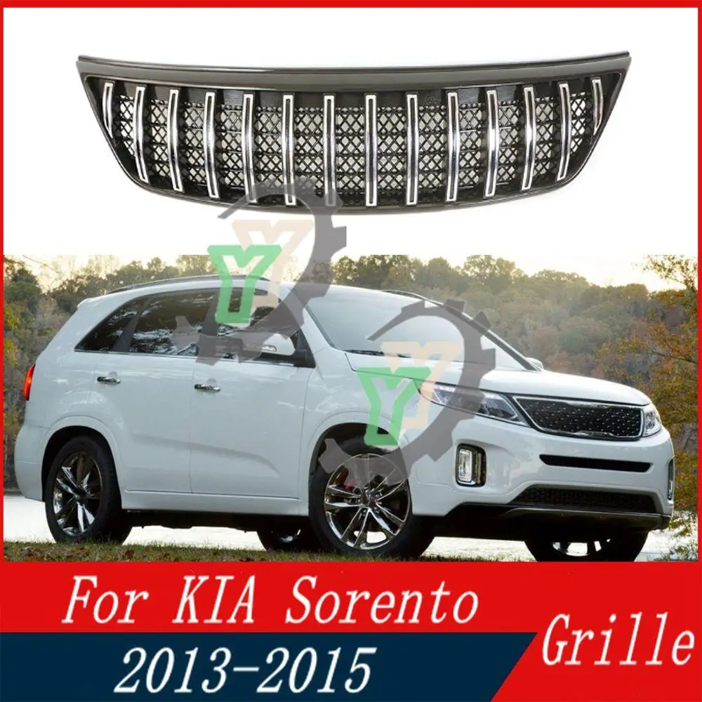 

For KIA Sorento 2013 2014 2015 Front Bumper Chrome Grille Centre Panel Styling Upper Racing Grill Car Accessories