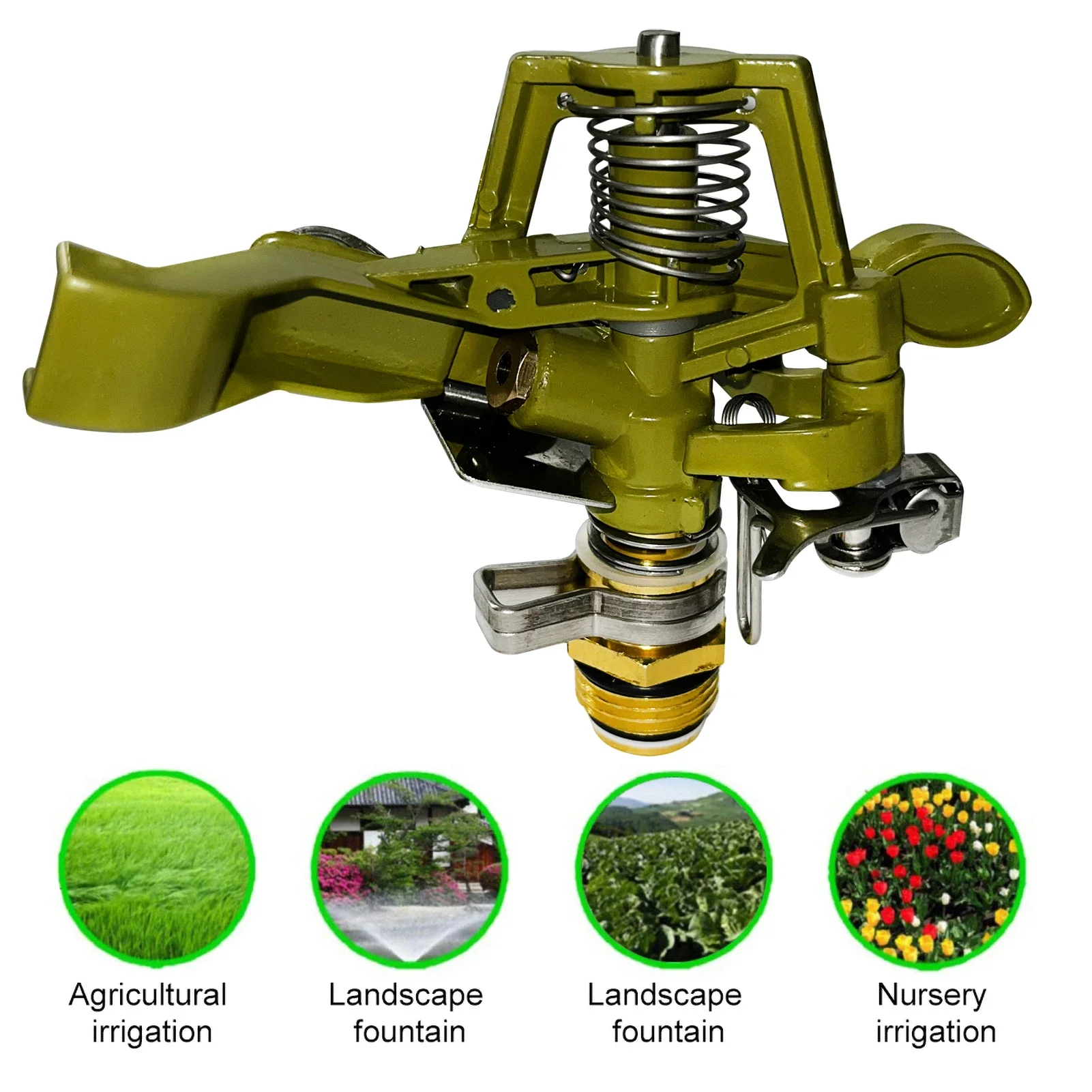 

Sprinkler Adjustable Pattern Rain Bird Garden Impact Sprinkler Agricultural Lawn Brass Spray 4' Nozzle 10-15m Water Distance