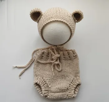 oggetti di scena per la fotografia di neonati, cappello e pantaloncini da orso 1