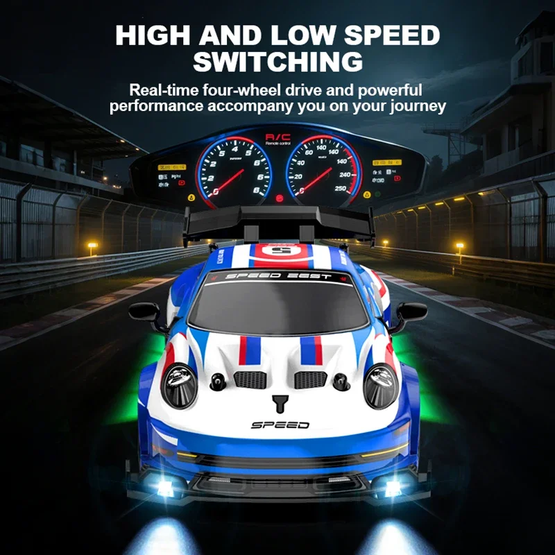 1/24 High Speed Rc Drift Vehicle Cars 4Wd Led Remote Control Racing Car Gift Competition Race Car Boys Kids Toy Replaceable Tire