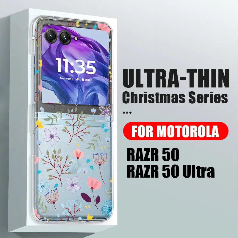 Colorful Flower Pattern Clear Shockproof Folding Phone Case