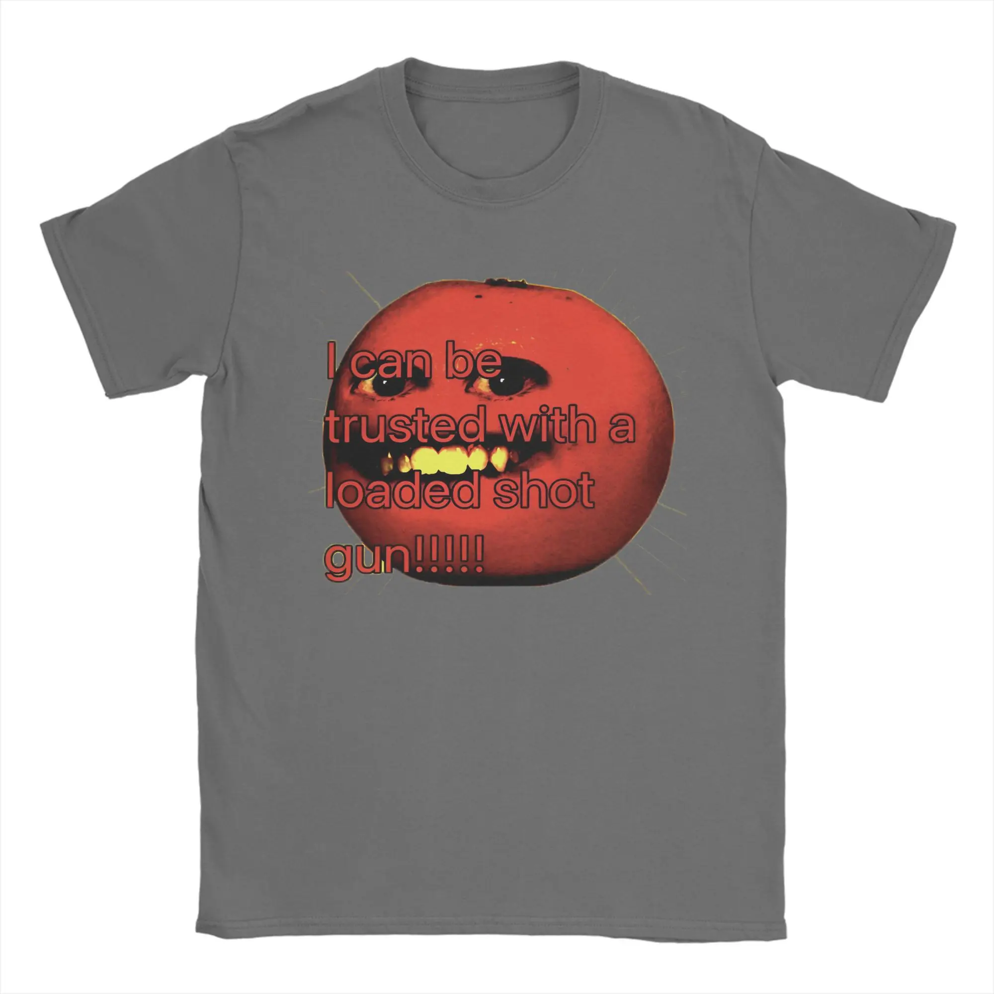 Humorous Orange Graphic Men's Cotton Crew Neck T-Shirt