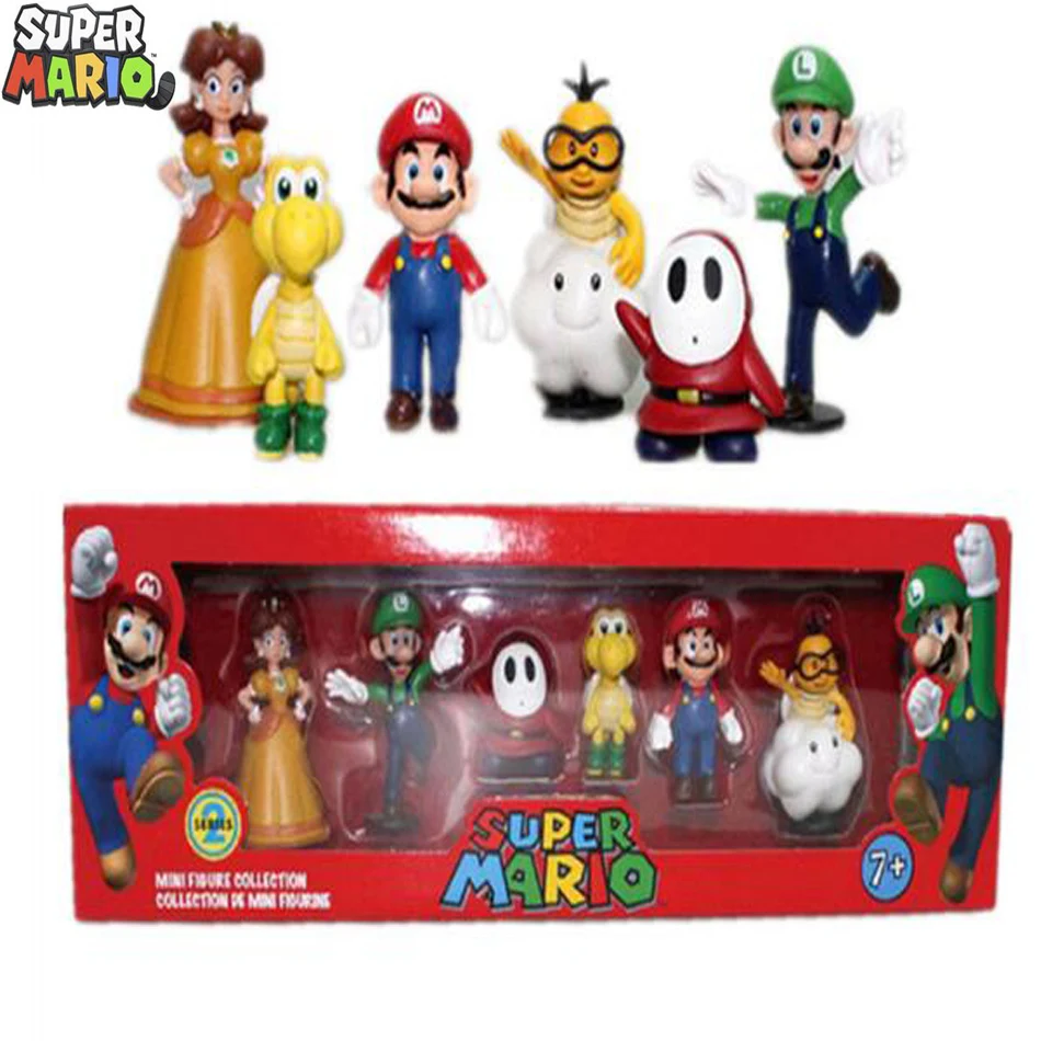 Figurine Super Mario Bros 4-7cm en PVC, Luigi, Yoshi, Matkey Kong, pièce  plus lente pour enfants, cadeaux d'anniversaire - AliExpress