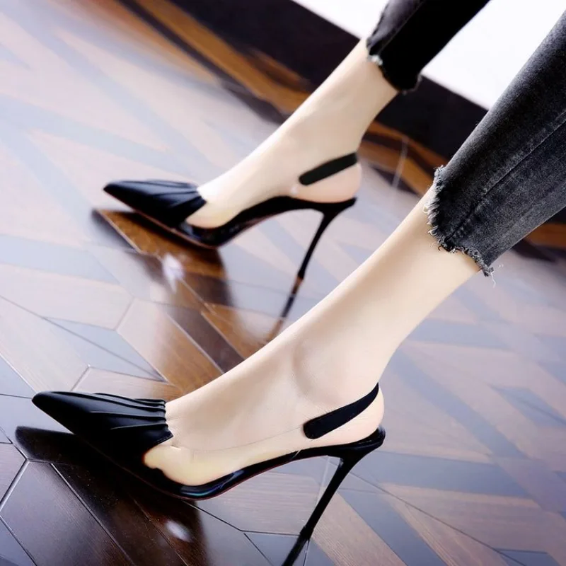 Star style Pleat design Women Pumps Elegant Stiletto High heels Office Lady Shoe Fashion Summer Slingbacks Female Business Shoes