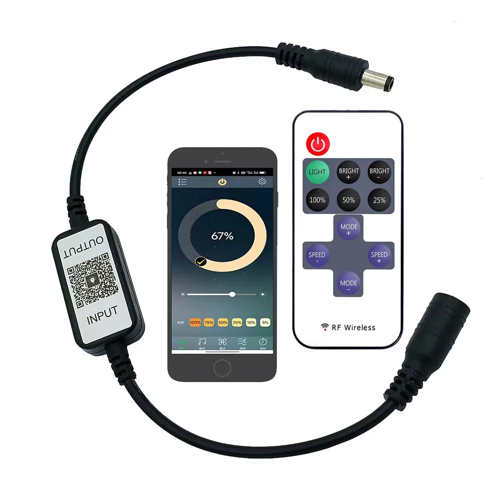 11 Key Mini Bluetooth Monochrome Controller LED Monochrome Light Strip Wireless Bluetooth Dimming Controller DC5-24V