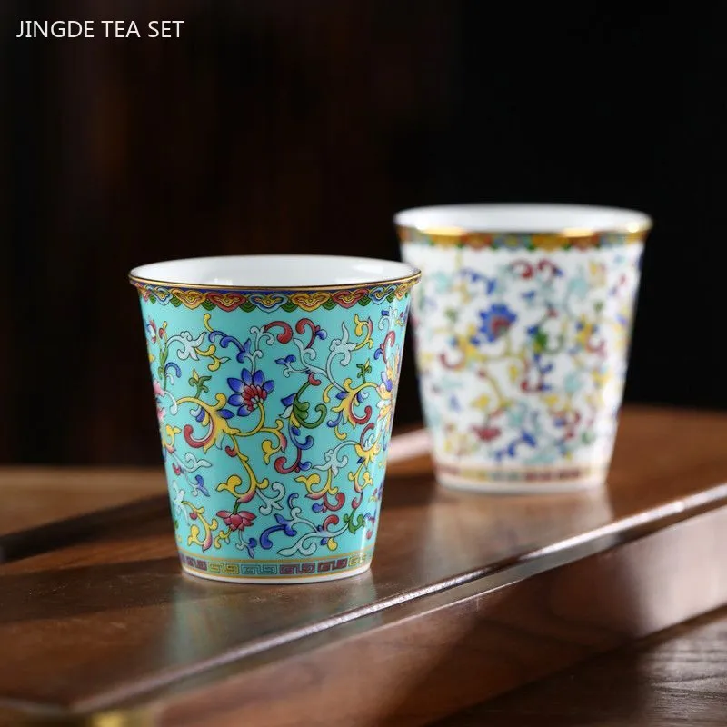 200ml Chinese Ceramic Tea Cup Household Enamel Color Drink Cup Handmade Exquisite Tea Accessories Custom Ceramic Teacup