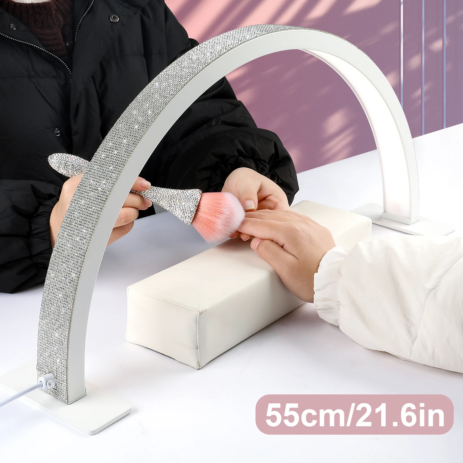ANGNYA 테이블 네일 램프, 다이아몬드 반달 눈 보호 LED 조명, 손톱 문신 살롱 데스크탑 네일 아트 매니큐어 램프
