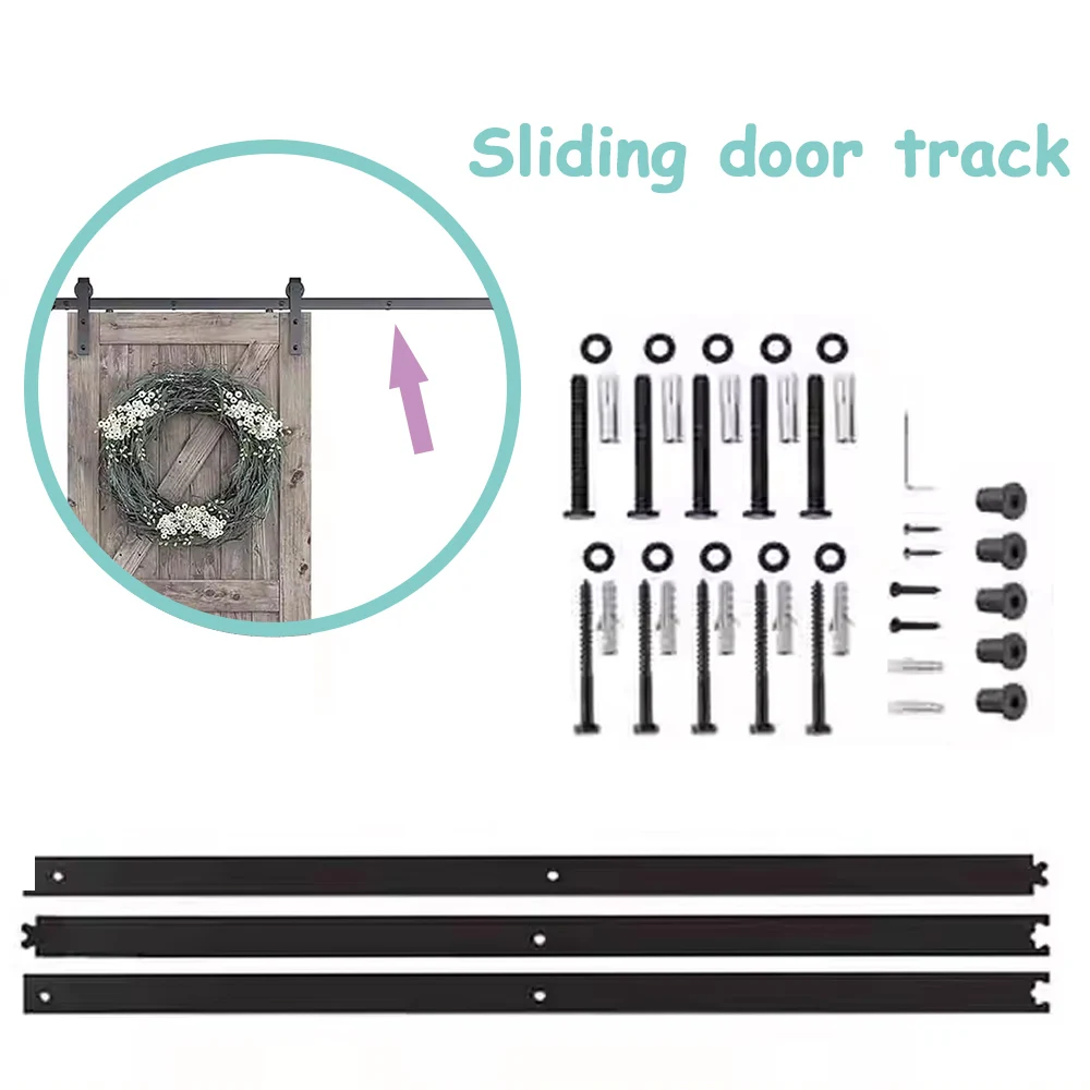 LWZH 1.2 m/2 m/2.5 m/3 m เลื่อน Barn ประตูฮาร์ดแวร์ติดตามสไลด์เท่านั้นแทร็กไม่รวมลูกกลิ้ง 4-20FT บ้านฮาร์ดแวร์ 1
