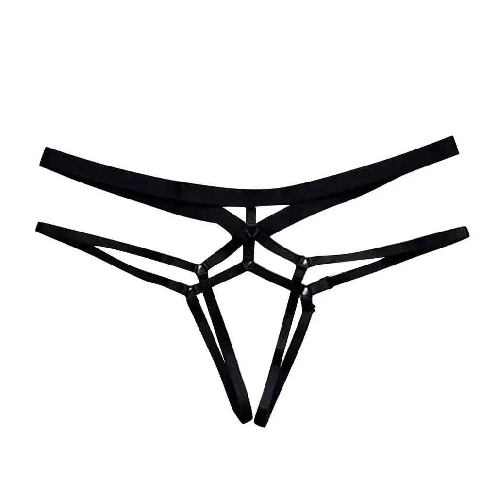 Women Sexy Bandage Hollow Out Thong Panties T Back Lingerie Ladies Open Crotch Briefs Underwear G-String Seamless Briefs