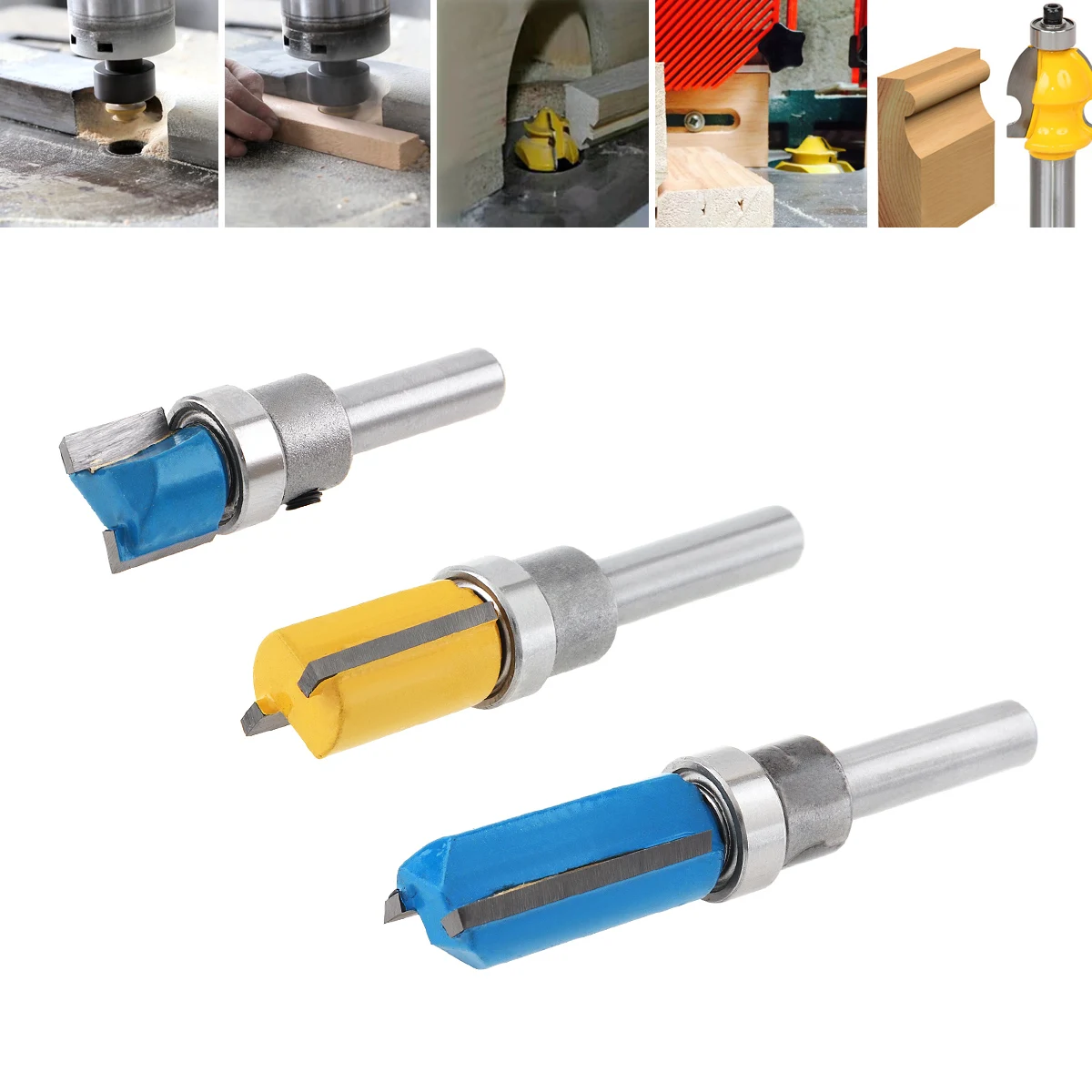 Milling Cutter 3pcs Profiling Tool 1 / 4 Handle Straight Sword Slotting