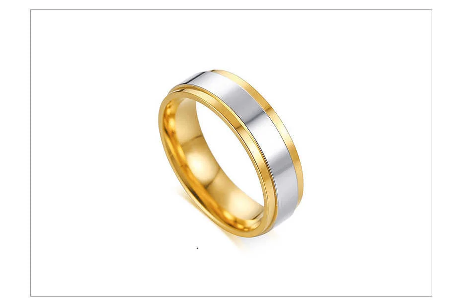 Vnox Goldfarbener Ehering-Ring für Damen und Herren, Edelstahl, für immer Liebhaber, Geschenke, Ring anillo – Detail 10