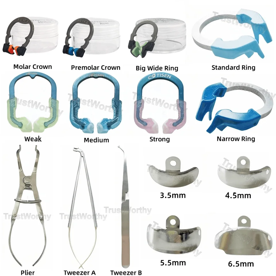 50/100 Bandes Matrices Dentaires ETERFANT + Anneaux Et Clamp - Tailles 3.5-6.5mm