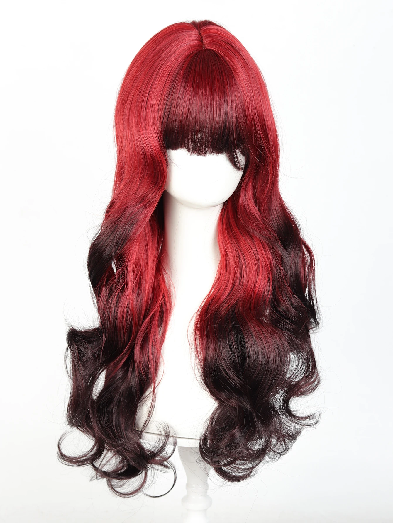 Synthetic Red Black Curly Wig for Daily Cosplay