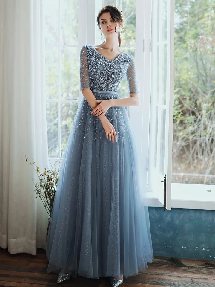 Elegant Full Sleeve Prom Dresses V-Neck 2019 Burgundy Velvet Satin Lon –  angelaweddings