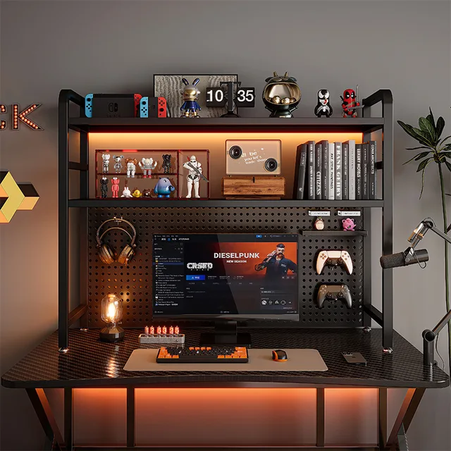New Desktop Wire-Wrap Board Wrought Iron Bookcase Desk Shelf Dormitory Layered Storage Rack Desk Household Organization E-sports