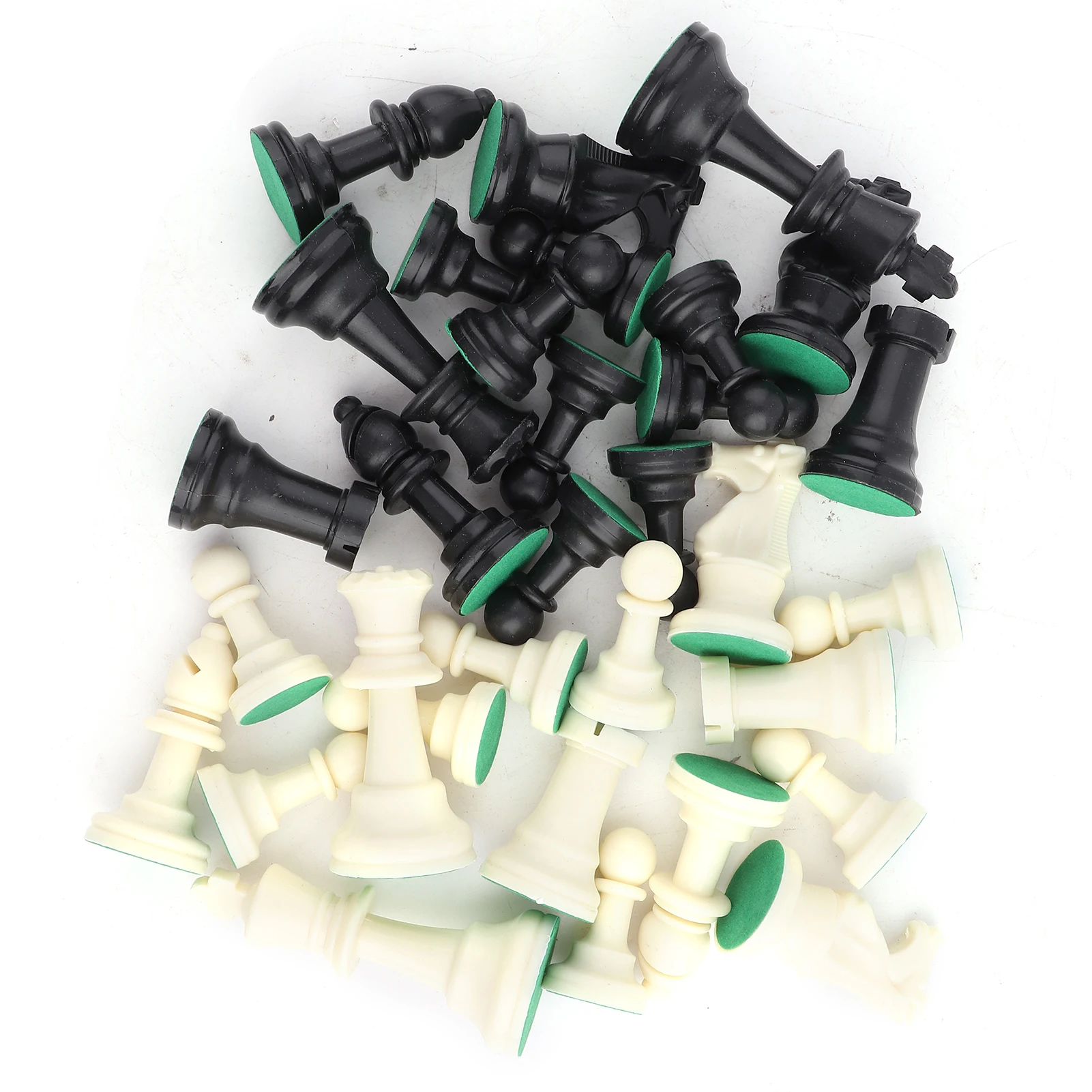 Chess Pieces 32 Pcs International Chess Chessmen Set 64/77MM White and Black World Chess Game Complete Plastic Chessmen Kits