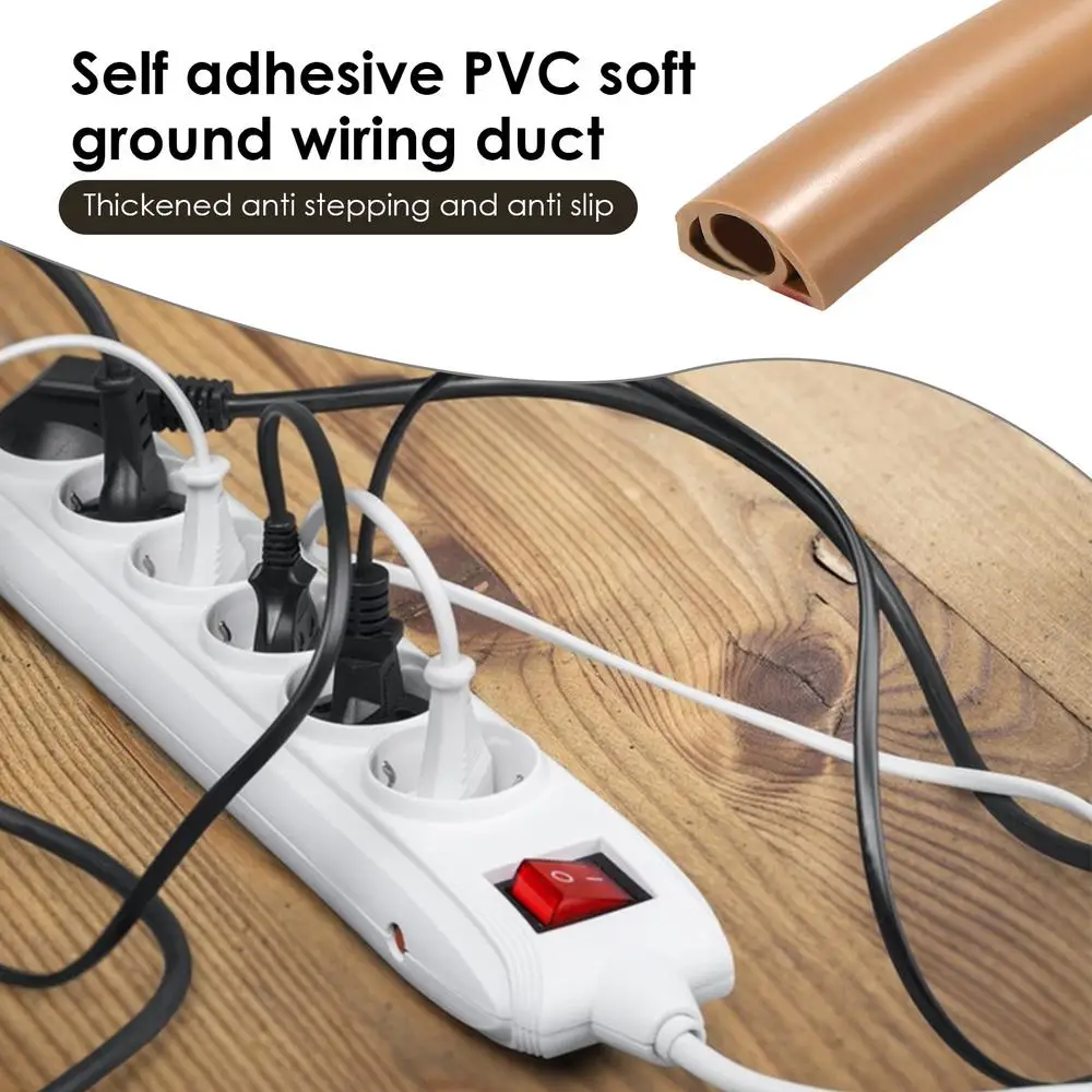 Description Picture 3 of item1m Electric Cord Covers for Floor PVC Flexible Wire Duct Flame-Retardant Cable Floor Insulated Self-adhesive Cord Hider