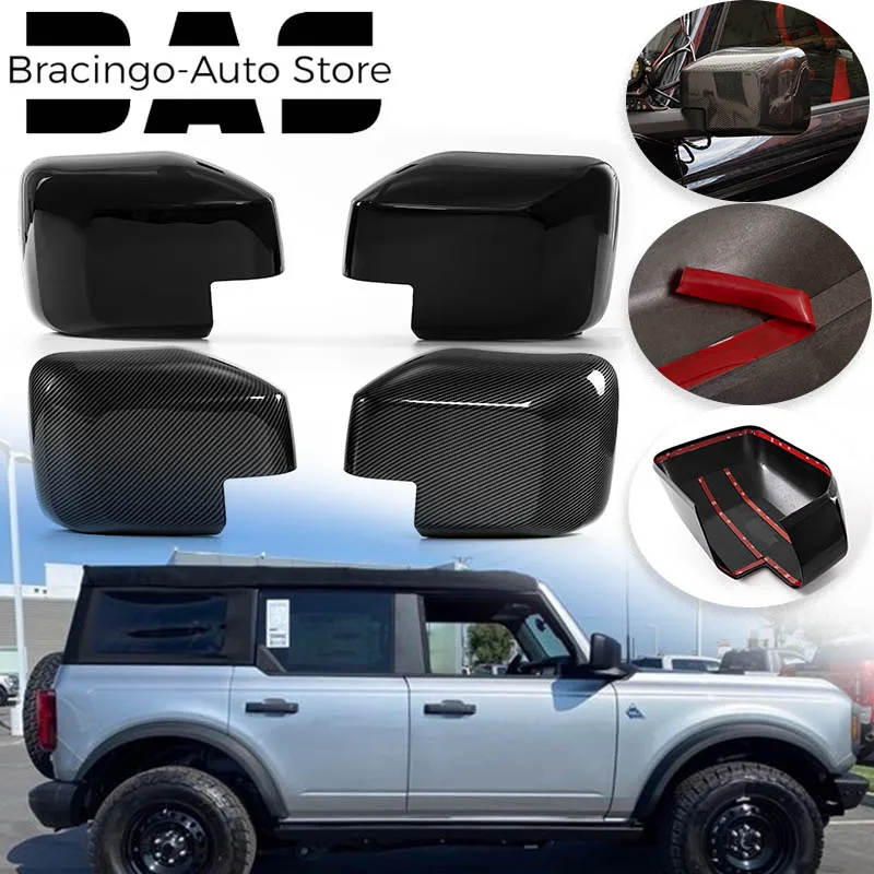 Bracingo For Ford Bronco 2021 2022 2 4 Door Carbon Fiber Car Side Wing Rearview Mirror Decorative Cover Protective Cap Trim 2pcs 1 Bracingo For Ford Bronco 2021 2022 2 4 Door Carbon Fiber Car Side Wing Rearview Mirror Decorative Cover Protective Cap Trim 2pcs 1
