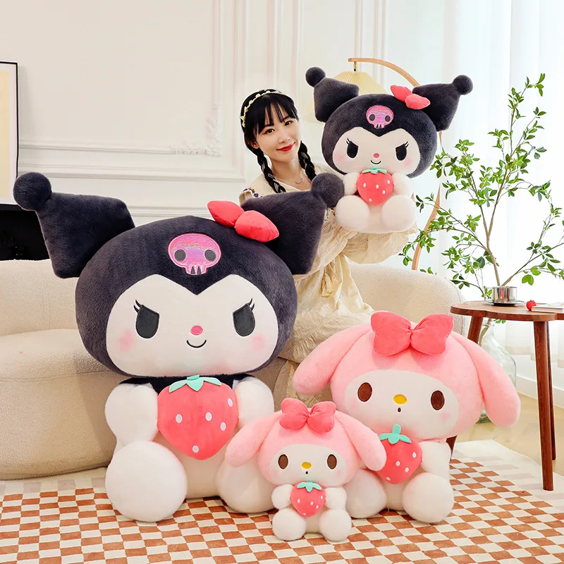 40/50/60Cm New Sanrio Strawberry Hug Kuromi Doll Anime Mymelody Stuffed Animal Doll Cute Cartoon Birthday Present Plush Toy Girl