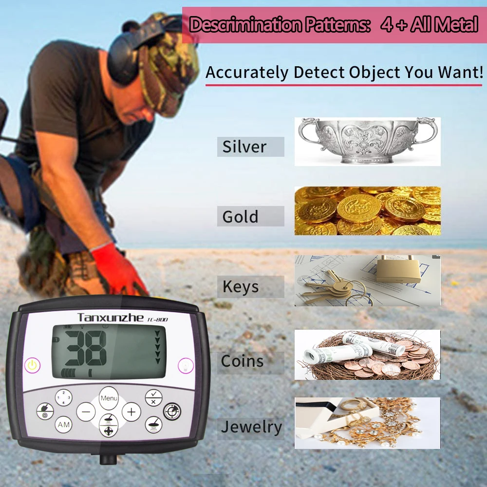 TC 800 Metal Detector 12 8 Inch Underground Professional Depth Search Finder Gold Detector Treasure Hunter