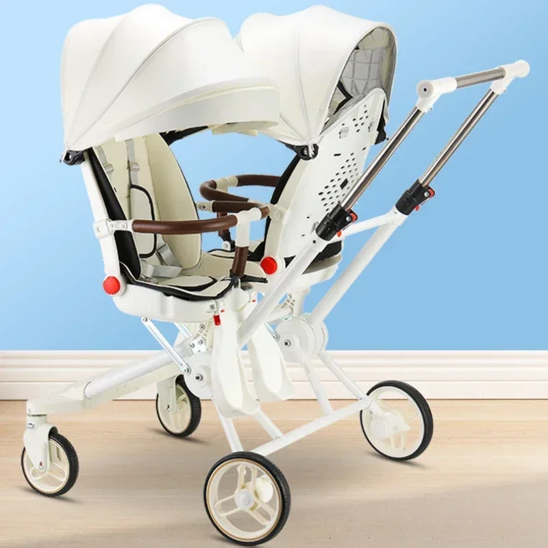 Twin strollers for two children Two seats Lightweight folding stroller Multifunctional stroller sit and lie down